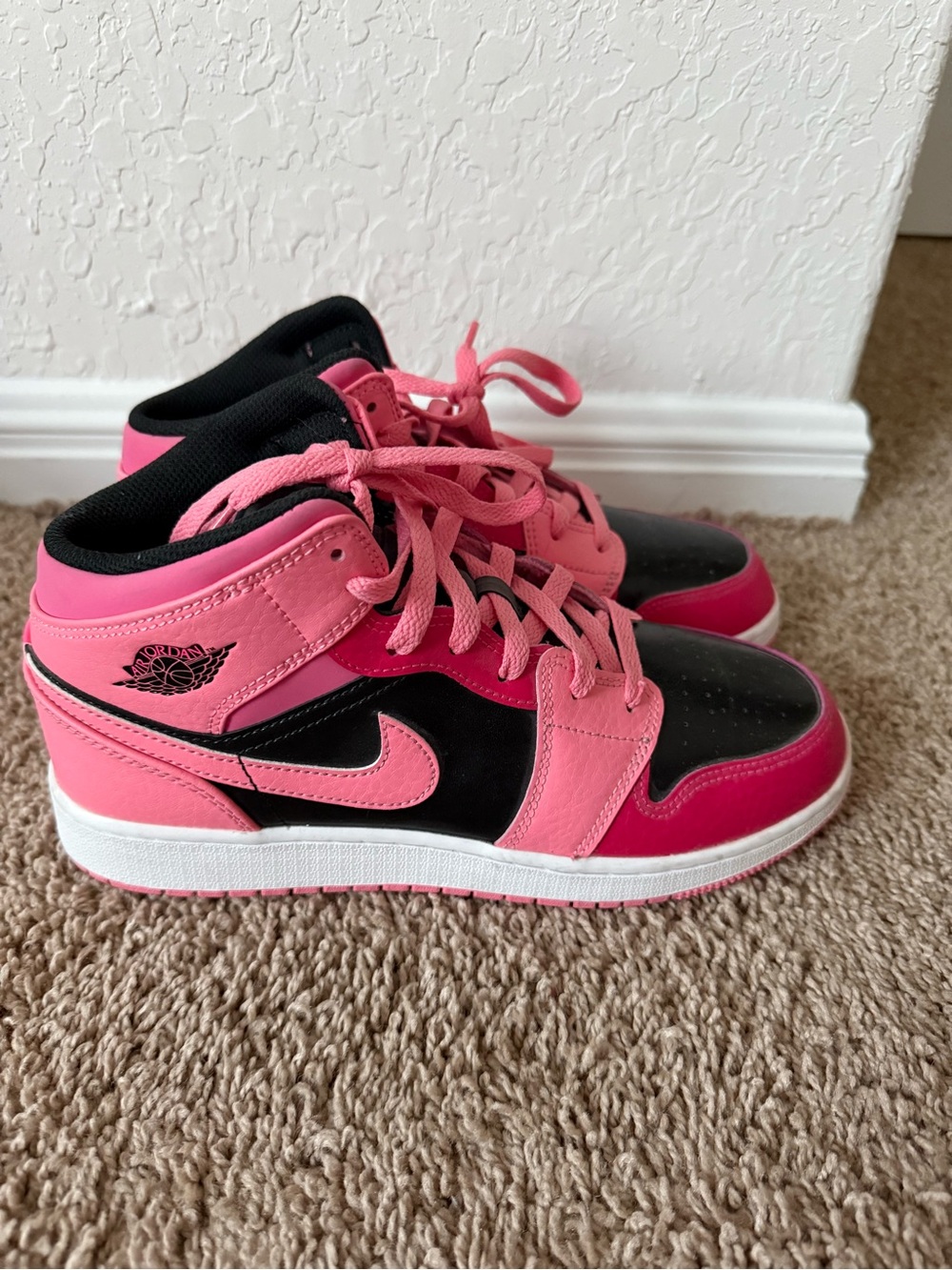 Jordan Kids High-Top Sneakers in Hot Pink and Black